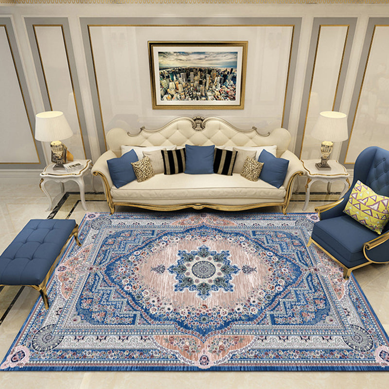Nostalgia Chamber Area Rug Multi Colored Jacquard Carpet Synthetics Pet Friendly Anti-Slip Backing Machine Washable Rug
