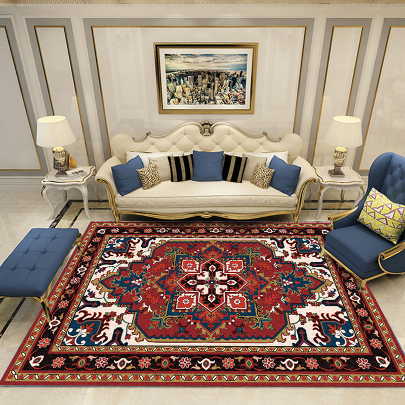 Nostalgia Chamber Area Rug Multi Colored Jacquard Carpet Synthetics Pet Friendly Anti-Slip Backing Machine Washable Rug