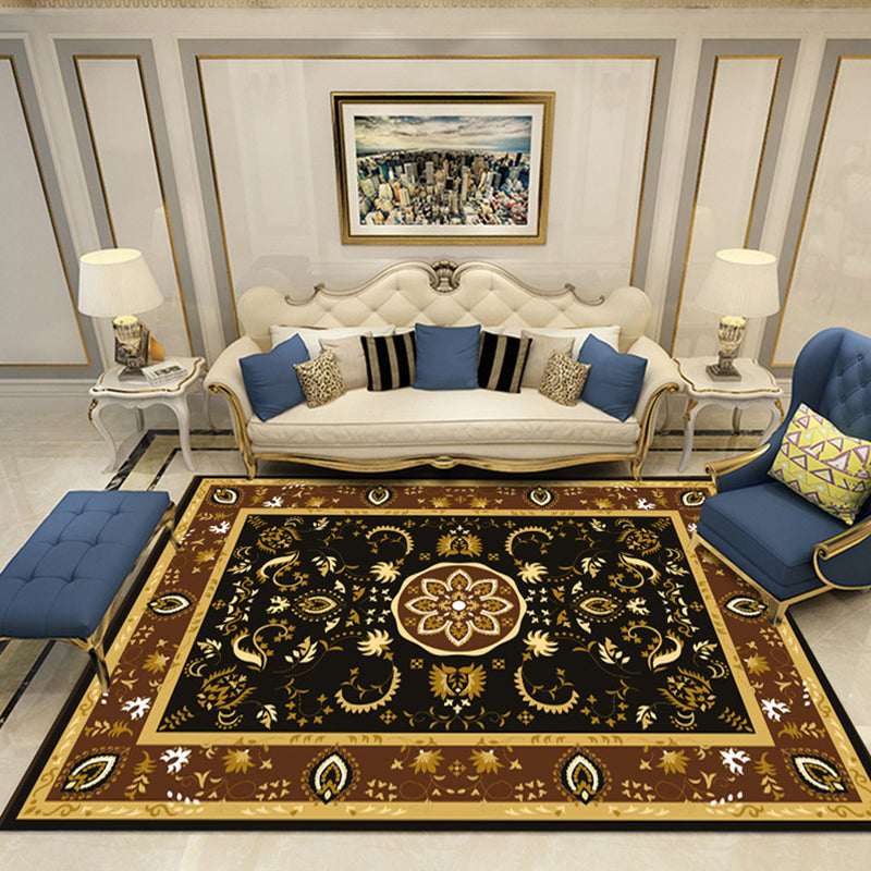 Nostalgia Chamber Area Rug Multi Colored Jacquard Carpet Synthetics Pet Friendly Anti-Slip Backing Machine Washable Rug