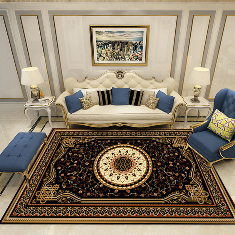 Nostalgia Chamber Area Rug Multi Colored Jacquard Carpet Synthetics Pet Friendly Anti-Slip Backing Machine Washable Rug