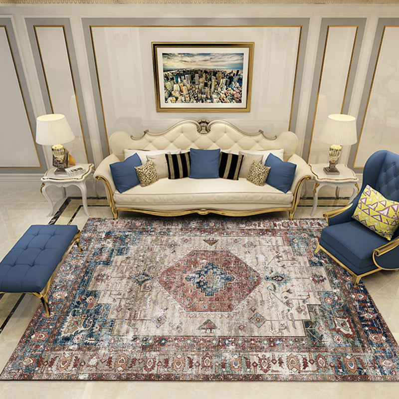 Nostalgia Chamber Area Rug Multi Colored Jacquard Carpet Synthetics Pet Friendly Anti-Slip Backing Machine Washable Rug