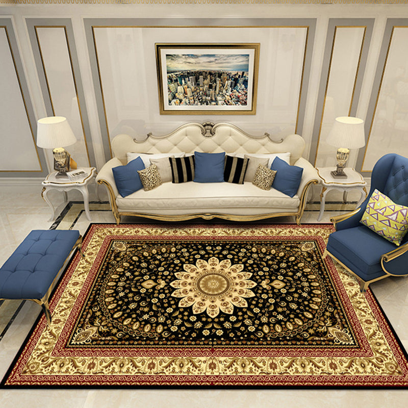 Nostalgia Chamber Area Rug Multi Colored Jacquard Carpet Synthetics Pet Friendly Anti-Slip Backing Machine Washable Rug