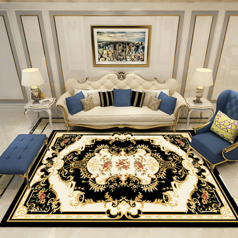 European Style Print Rug Multi Color Classic Carpet Polypropylene Washable Stain Resistant Non-Slip Backing Rug for Lounge