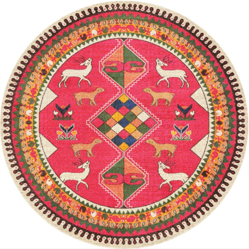 Moroccan Abstract Indoor Rug Multicolor Synthetics Carpet Non-Slip Backing Stain Resistant Pet Friendly Rug for Living Room