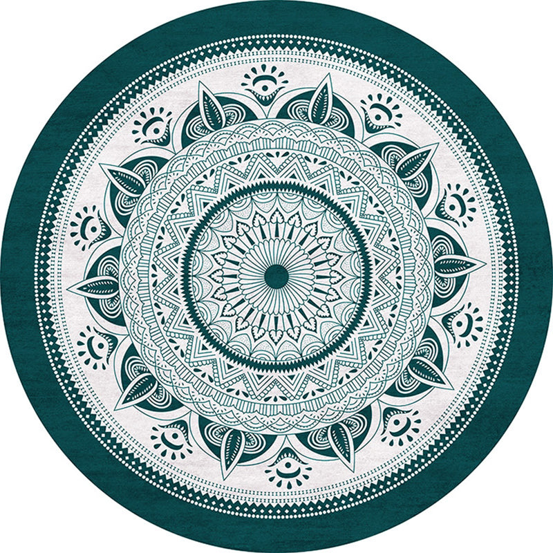 Chic Mandala Print Rug Multi Color Moroccan Carpet Polypropylene Stain Resistant Pet Friendly Non-Slip Backing Rug for Home