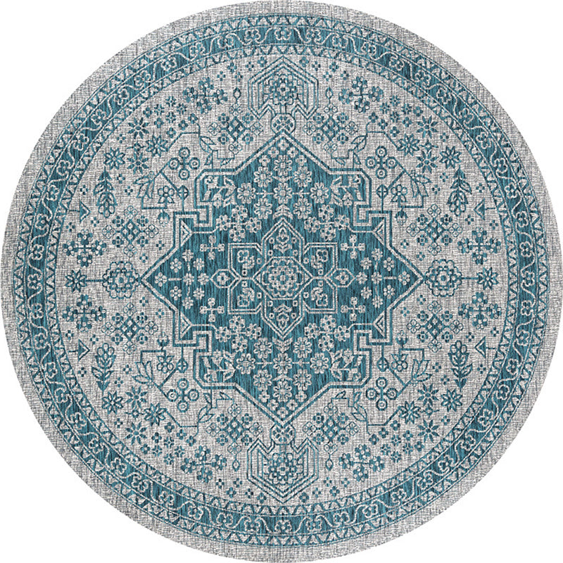 Multi-Colored Bedroom Area Rug Moroccan Mandala Print Rug Synthetics Non-Slip Backing Washable Stain Resistant Rug