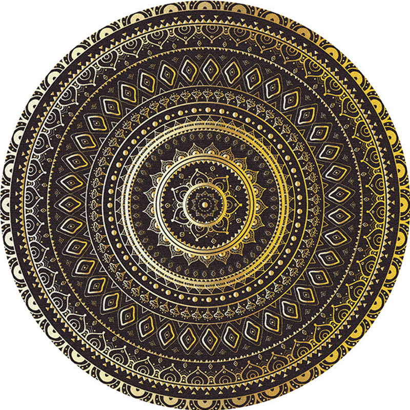 Multi-Colored Bedroom Area Rug Moroccan Mandala Print Rug Synthetics Non-Slip Backing Washable Stain Resistant Rug