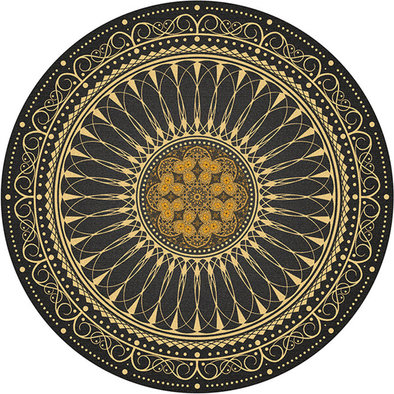 Multi-Colored Bedroom Area Rug Moroccan Mandala Print Rug Synthetics Non-Slip Backing Washable Stain Resistant Rug