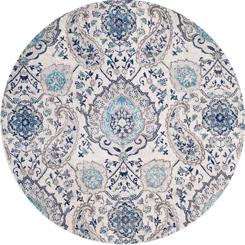 Multi-Colored Bedroom Area Rug Moroccan Mandala Print Rug Synthetics Non-Slip Backing Washable Stain Resistant Rug