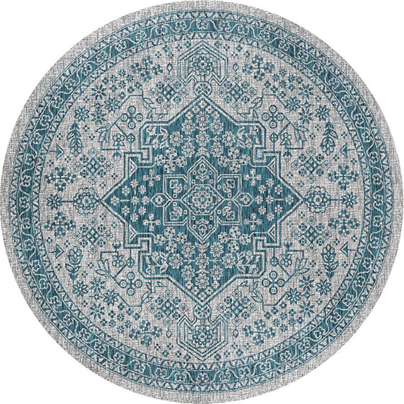 Multi-Colored Bedroom Area Rug Moroccan Mandala Print Rug Synthetics Non-Slip Backing Washable Stain Resistant Rug