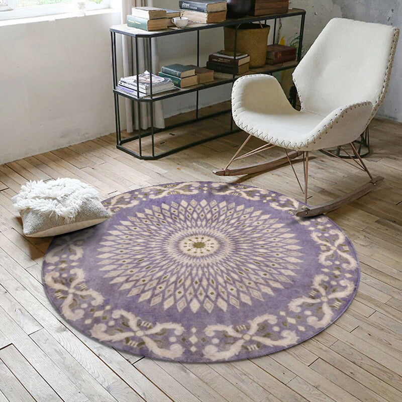 Nostalgic Multicolor Moroccan Rug Polypropylene Floral Area Carpet Washable Anti-Slip Backing Pet Friendly Rug for Home