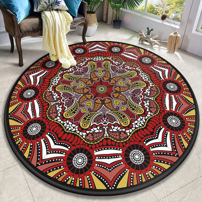 European Moroccan Rug Multi Colored Symmetric Pattern Rug Non-Slip Pet Friendly Machine Washable Rug for Bedroom