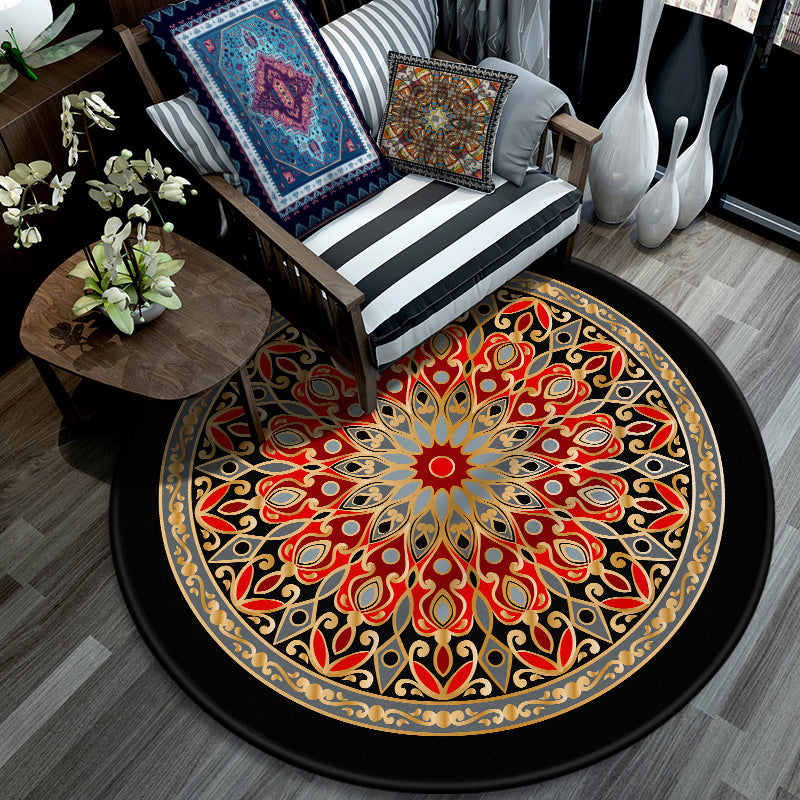 Multi Color Bedroom Rug Moroccan Floral Area Rug Synthetics Stain Resistant Washable Non-Slip Rug