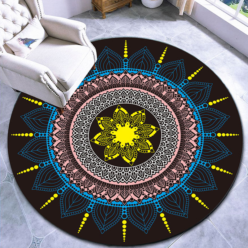 Fancy Multicolor Paisley Print Rug Polypropylene Moroccan Rug Machine Washable Anti-Slip Stain Resistant Rug for Lounge