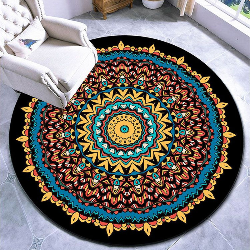 Fancy Multicolor Paisley Print Rug Polypropylene Moroccan Rug Machine Washable Anti-Slip Stain Resistant Rug for Lounge