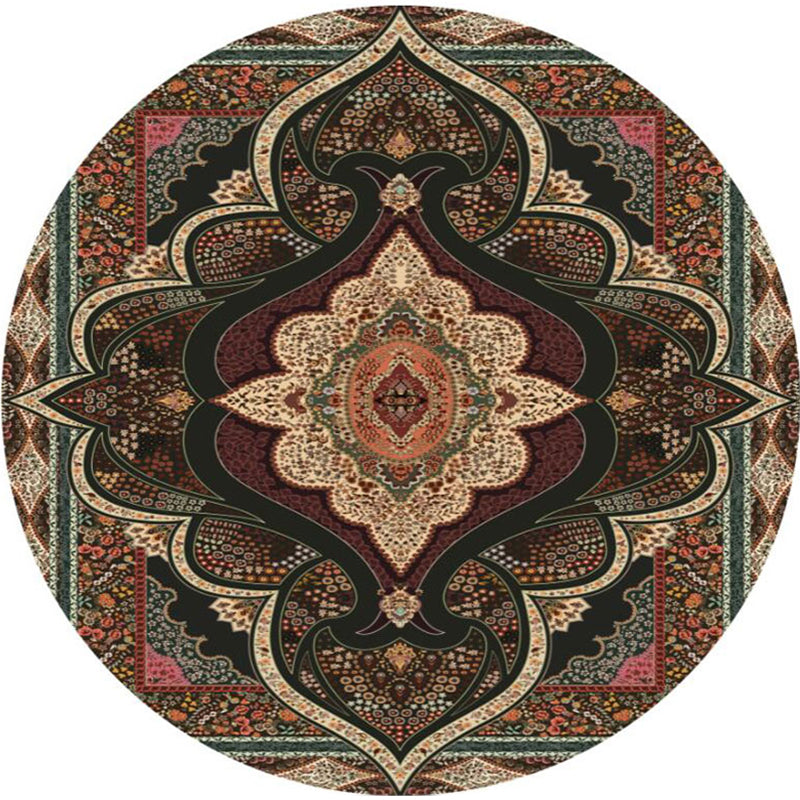 Olden Turkish Folk Art Rug Multi Color Persian Carpet Polyester Anti-Slip Stain Resistant Washable Rug for Room