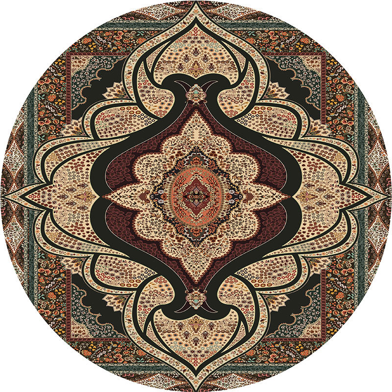Olden Turkish Folk Art Rug Multi Color Persian Carpet Polyester Anti-Slip Stain Resistant Washable Rug for Room