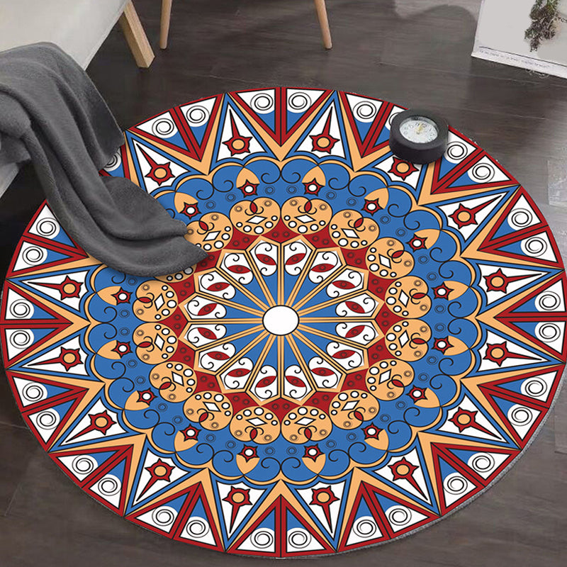 Art Deco Moroccan Rug Multi-Colored Mandala Rug Pet Friendly Machine Washable Anti-Slip Rug for Bedroom