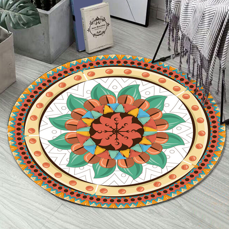 Art Deco Moroccan Rug Multi-Colored Mandala Rug Pet Friendly Machine Washable Anti-Slip Rug for Bedroom