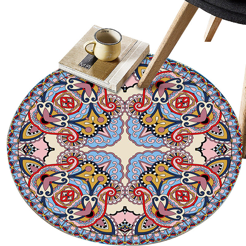 Art Deco Moroccan Rug Multi-Colored Mandala Rug Pet Friendly Machine Washable Anti-Slip Rug for Bedroom