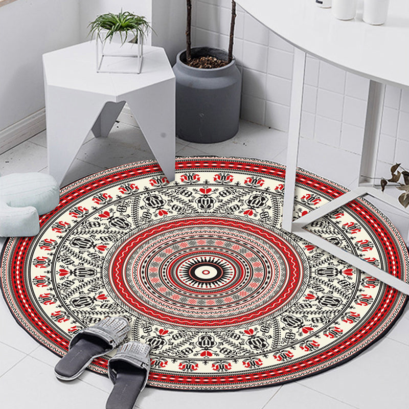 Art Deco Moroccan Rug Multi-Colored Mandala Rug Pet Friendly Machine Washable Anti-Slip Rug for Bedroom