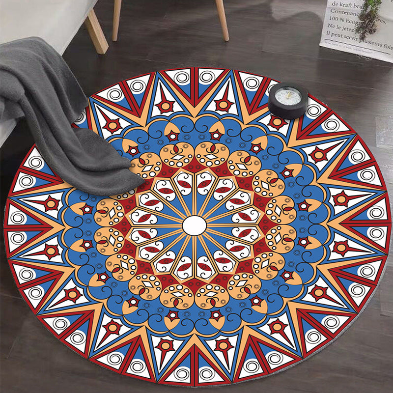 Art Deco Moroccan Rug Multi-Colored Mandala Rug Pet Friendly Machine Washable Anti-Slip Rug for Bedroom
