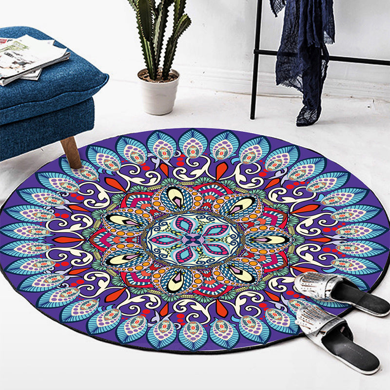 Art Deco Moroccan Rug Multi-Colored Mandala Rug Pet Friendly Machine Washable Anti-Slip Rug for Bedroom
