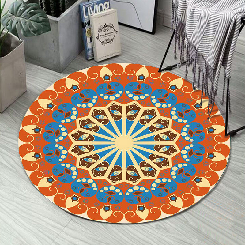Art Deco Moroccan Rug Multi-Colored Mandala Rug Pet Friendly Machine Washable Anti-Slip Rug for Bedroom