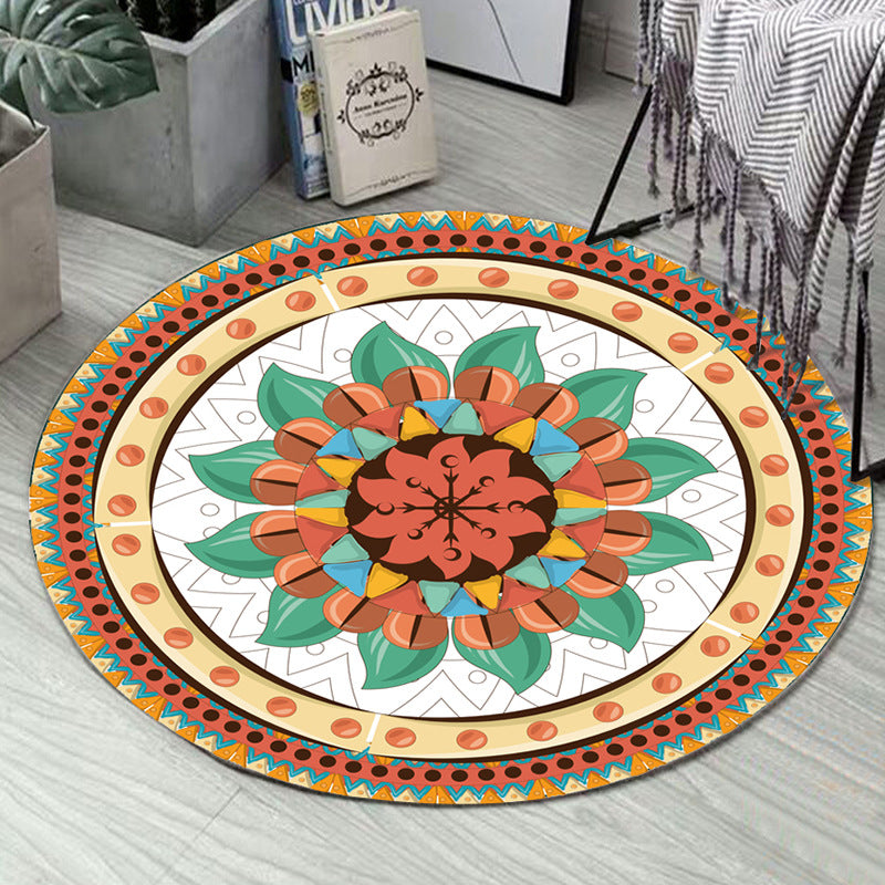Art Deco Moroccan Rug Multi-Colored Mandala Rug Pet Friendly Machine Washable Anti-Slip Rug for Bedroom