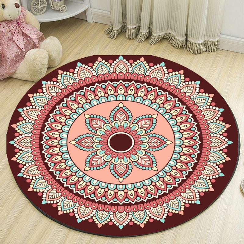 Art Deco Moroccan Rug Multi-Colored Mandala Rug Pet Friendly Machine Washable Anti-Slip Rug for Bedroom