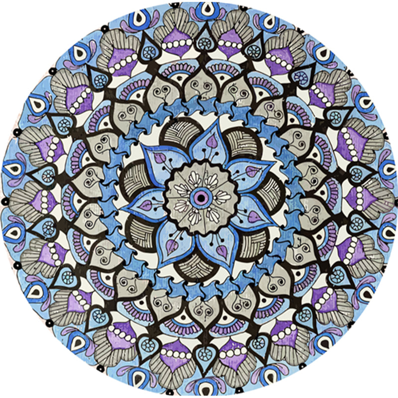 Classic Multi Color Moroccan Rug Synthetics Mandala Print Carpet Pet Friendly Anti-Slip Washable Rug for Home