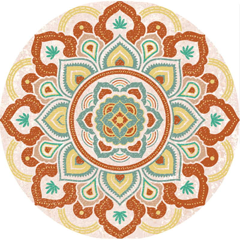 Classic Multi Color Moroccan Rug Synthetics Mandala Print Carpet Pet Friendly Anti-Slip Washable Rug for Home