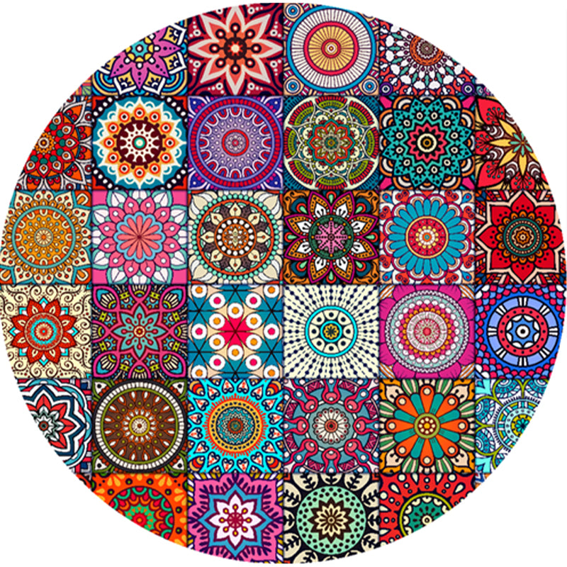 Klassiker Multi-Farben marokkanischer Teppichsynthetik Mandala Print Teppich Haustierfreundlich