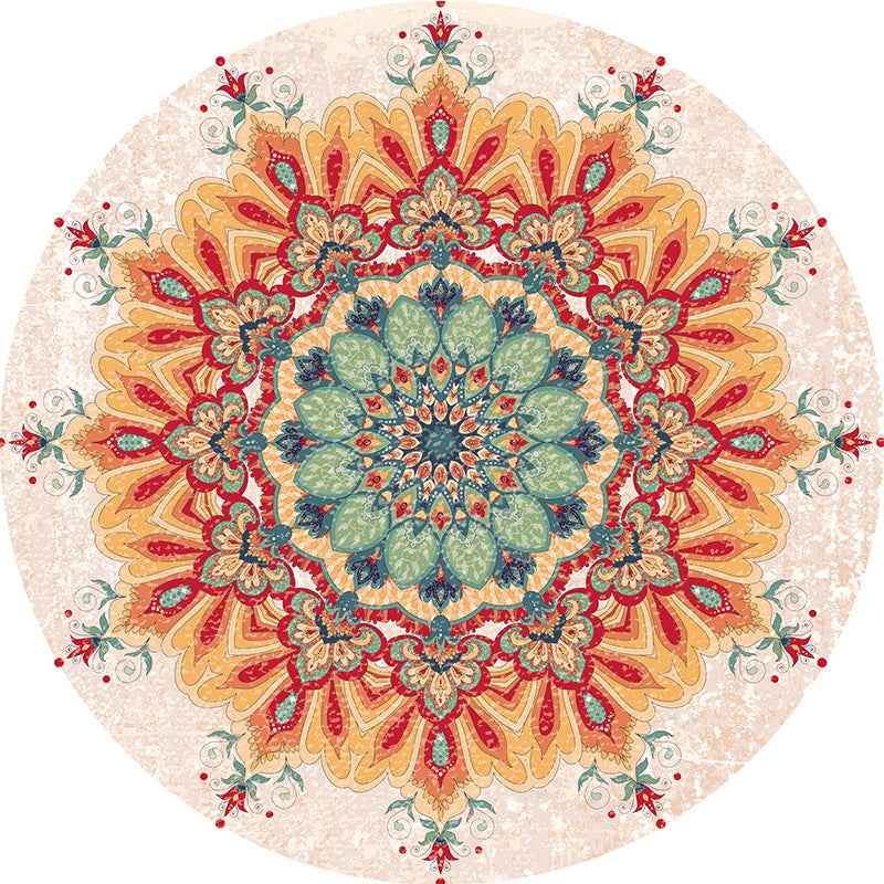 Vintage Jacquard Print Rug Multi-kleuren Marokkaans tapijten Polyester Petvriendelijke machine Wasbaar Non-Slip Achtert Teken voor Hall