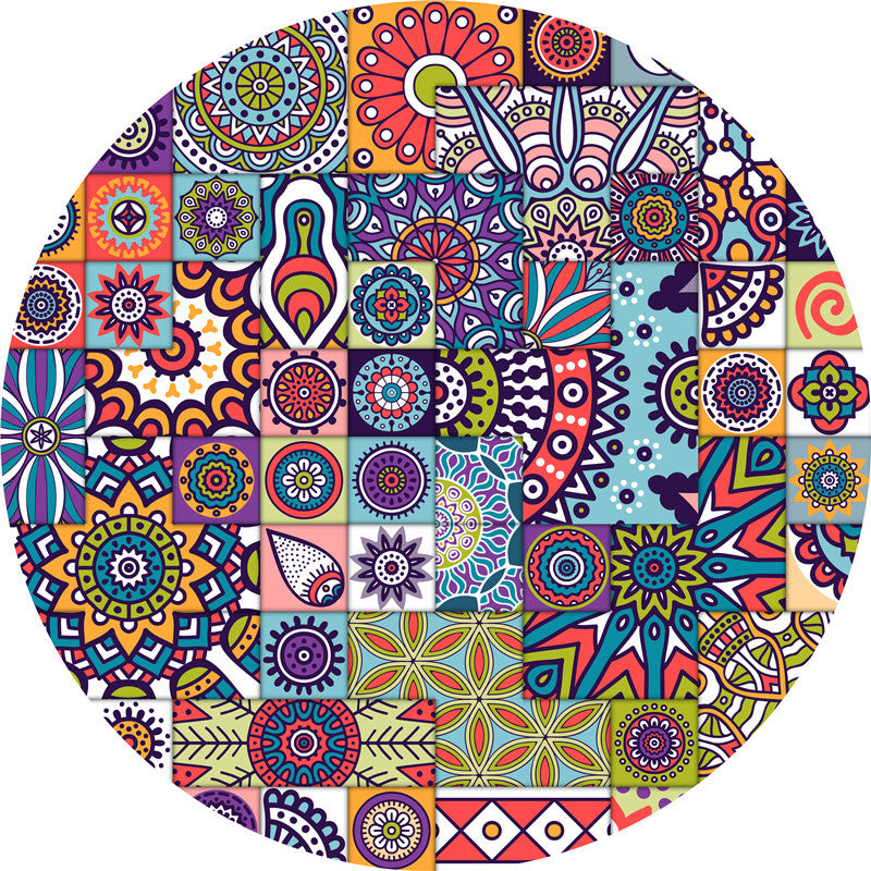 Multicolor Mandala Rug Synthetics Moroccan Rug Non-Slip Pet Friendly Washable Rug for Sitting Room