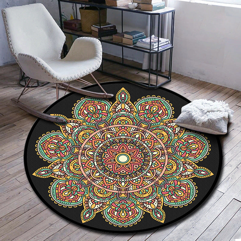 Folks Multicolor Mandala Rug Synthetics Moroccan Rug Machine Washable Non-Slip Pet Friendly Carpet for Living Room