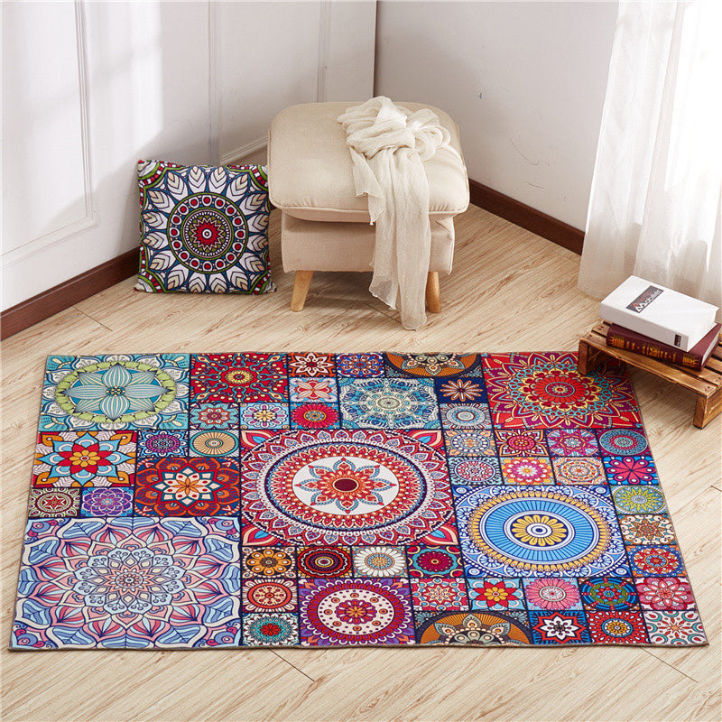 Alfombra marroquí de mandala alfombra de poliéster multicolor alfombra de máquina antideslizante de poliéster multicolor alfombra lavable para la máquina del deslizamiento para una gran habitación