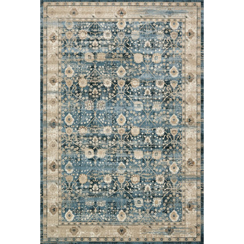 Persian Home Rug Multi Color Symmetric Print Carpet Polyester Anti-Slip Backing Machine Washable Stain Resistant Rug