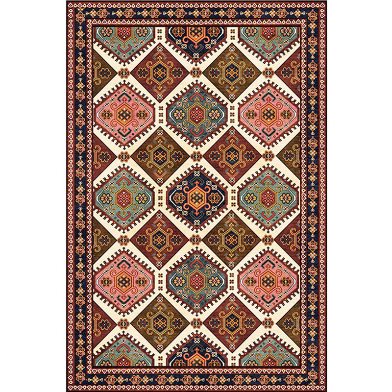 Antique Moroccan Rug Multi-Colored Geometry Patterned Rug Non-Slip Pet Friendly Stain Resistant Rug for Room