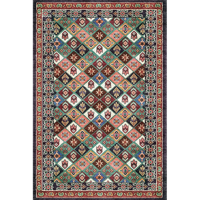 Antique Moroccan Rug Multi-Colored Geometry Patterned Rug Non-Slip Pet Friendly Stain Resistant Rug for Room