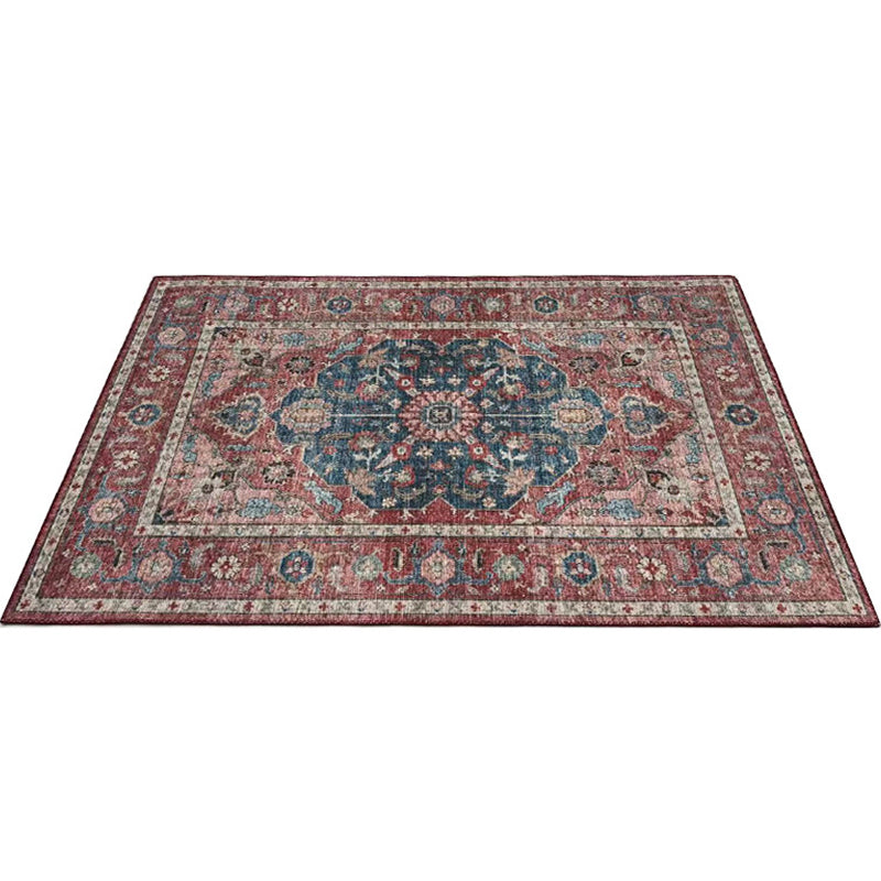 Classical Multicolor Persian Area Rug Polypropylene Floral Carpet Washable Stain Resistant Anti-Slip Rug for Guest Room