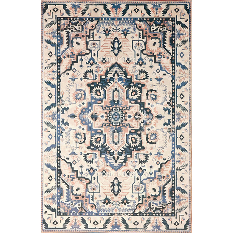 Whitewash Jacquard Print Rug Multicolor Persian Carpet Synthetics Anti-Slip Washable Stain Resistant Rug for Tearoom