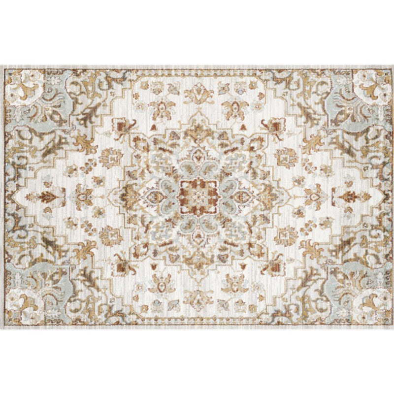 Whitewash Jacquard Print Rug Multicolor Persian Carpet Synthetics Anti-Slip Washable Stain Resistant Rug for Tearoom