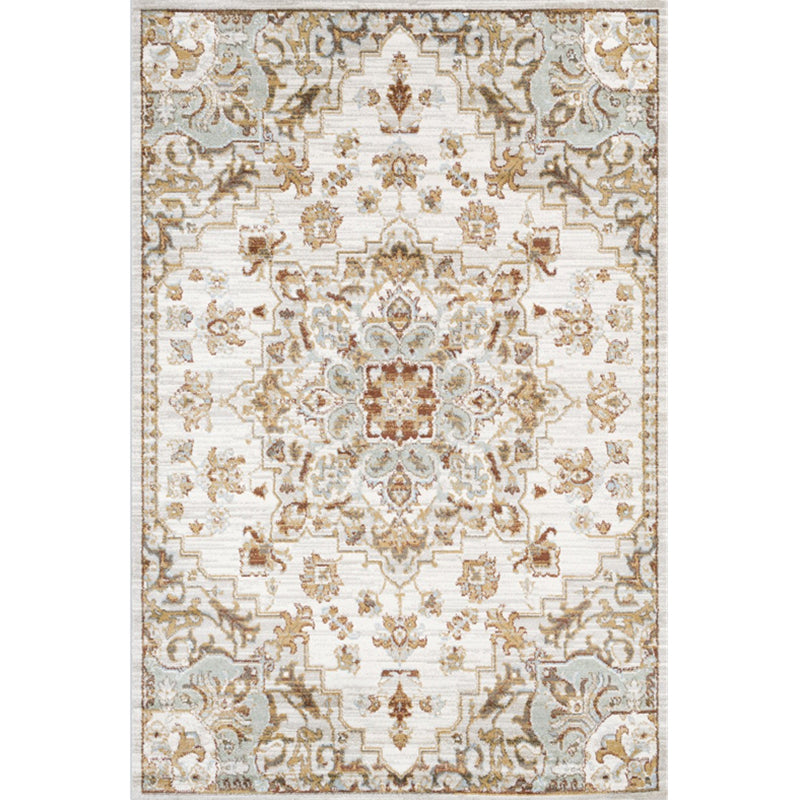 Whitewash Jacquard Print Rug Multicolor Persian Carpet Synthetics Anti-Slip Washable Stain Resistant Rug for Tearoom