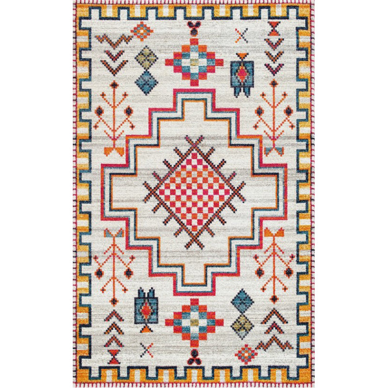 Whitewash Jacquard Print Rug Multicolor Persian Carpet Synthetics Anti-Slip Washable Stain Resistant Rug for Tearoom