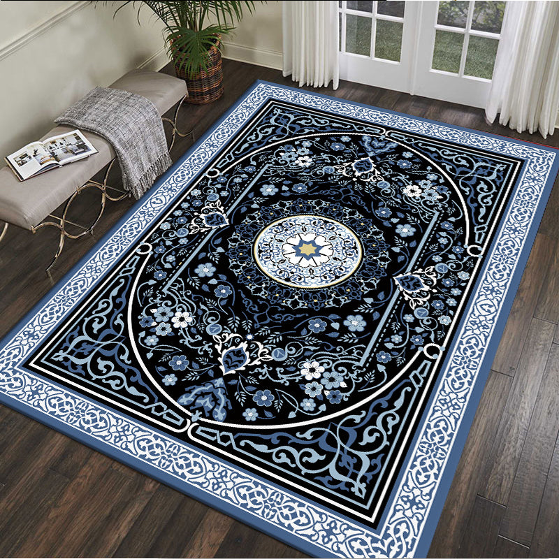 Traditional Multi Color Moroccan Rug Polypropylene Flower Carpet Anti-Slip Backing Pet Friendly Stain Resistant Rug for Living Room