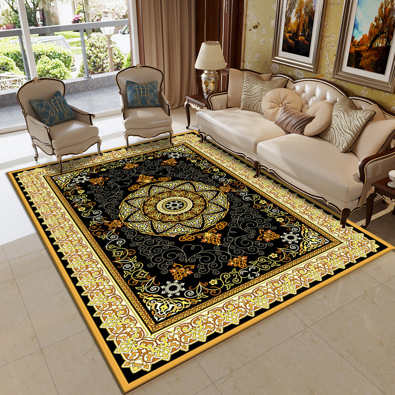 Traditional Multi Color Moroccan Rug Polypropylene Flower Carpet Anti-Slip Backing Pet Friendly Stain Resistant Rug for Living Room