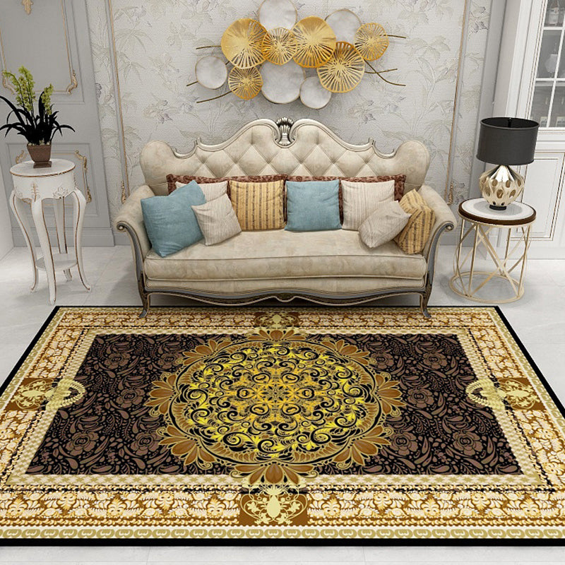 Multi-Colored Moroccan Rug Synthetics Jacquard Pattern Rug Washable Stain Resistant Non-Slip Carpet for Lounge