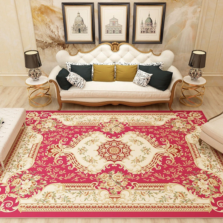 Multi-Colored Moroccan Rug Synthetics Jacquard Pattern Rug Washable Stain Resistant Non-Slip Carpet for Lounge