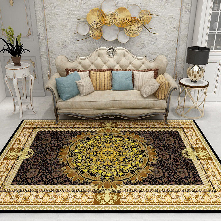 Multi-Colored Moroccan Rug Synthetics Jacquard Pattern Rug Washable Stain Resistant Non-Slip Carpet for Lounge